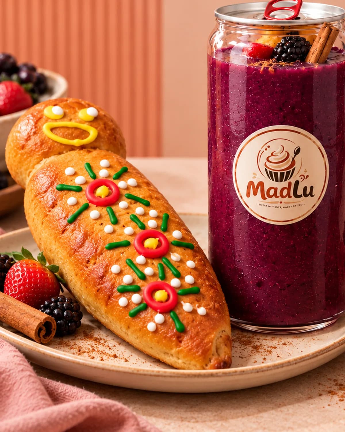 Colada Morada con guagua rellena
